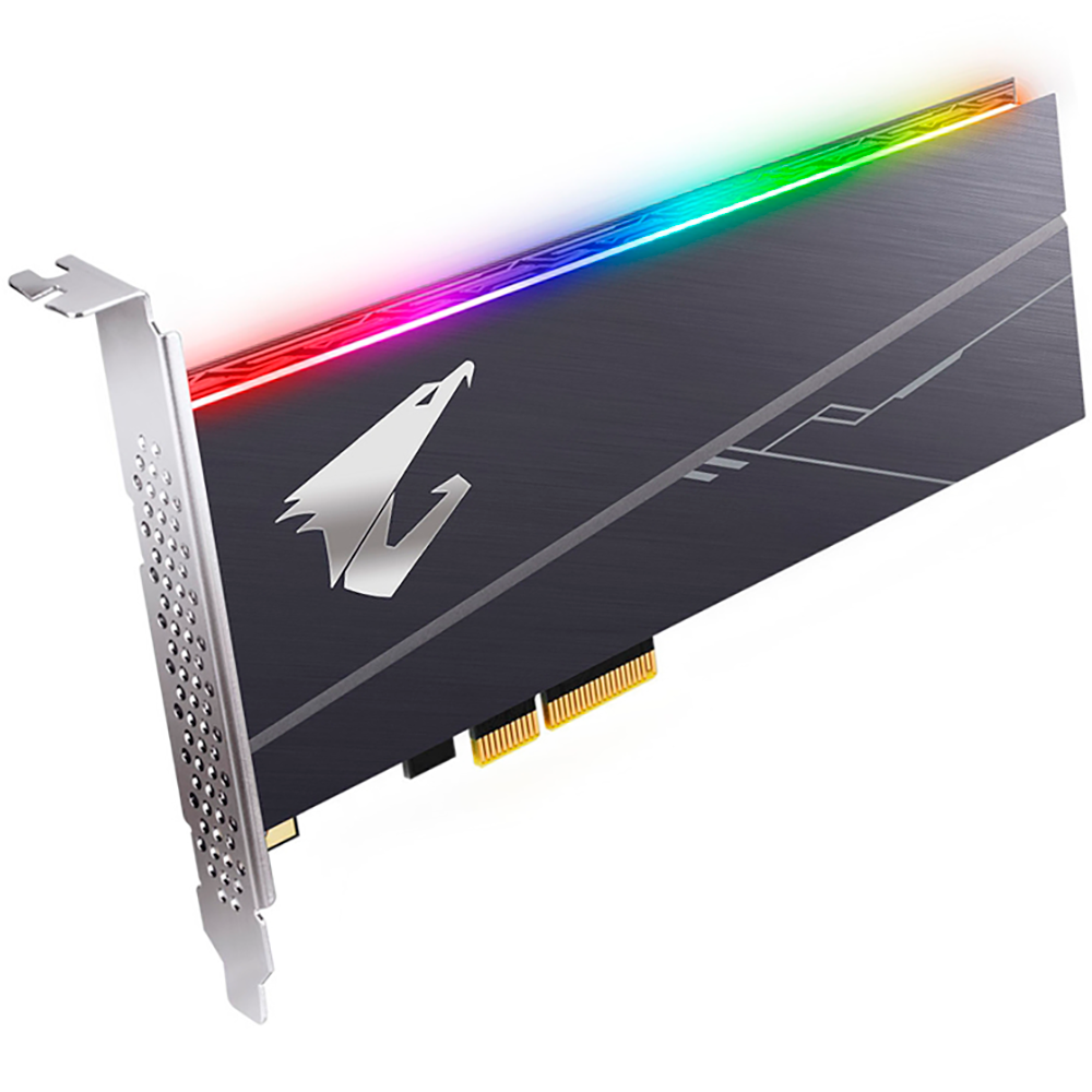 Твердотельный накопитель SSD Gigabyte AIC AORUS RGB GP-ASACNE2100TTTDR 1TB Client PCIe Gen3x4 with NVMe, 3480/3080, IOPS 610/530K, MTBF 1.8M, 3D TLC, 1024MB, 1600TBW, RTL {10} (804947)