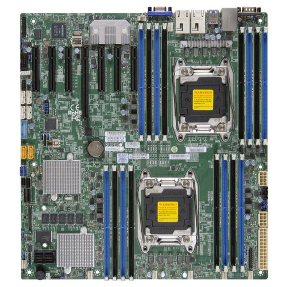 Материнская плата SuperMicro MBD-X10DRH-C-O, RTL E-ATX LGA 2011 16x 288-pin DDR4 DIMM slots Up to 2TB† ECC 3DS LRDIMM, 1TB ECC RDIMM 10x SATA3 portsn 5x USB 3.0 ports 4x USB 2.0 ports 1x PCI-E 3.0 x16 6x PCI-E 3.0 x8
