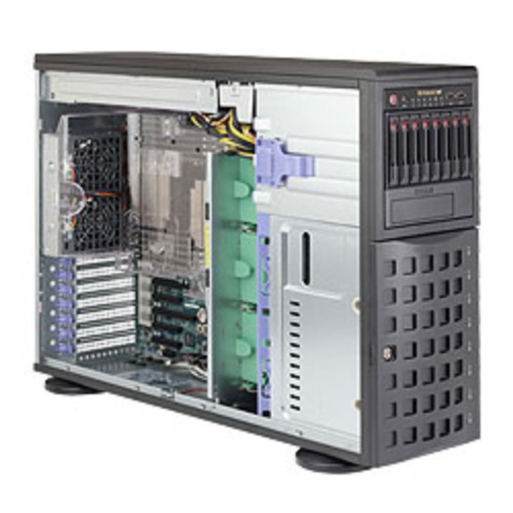 Платформа системного блока SuperMicro SYS-7048R-C1RT4+, X10DRC-T4+, CSE-745TS-R1K03BP, CSE-M28SA 4U Rackmountable /Tower CSE-745TQ-R1K03B X10DRC-T4+ LGA 2011 24x 288-pin DDR4 DIMM slots 10x SATA3 ports 8x SAS3 ports 2x USB 3.0 ports 4x USB 2.0 ports 1x USB Type A 1x VGA port
