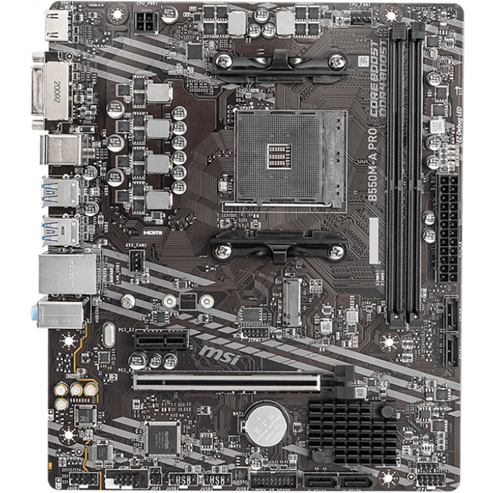 Материнская плата MSI B550M-A PRO B550, AM4, 2*DDR4, 1*PCIEx16, 1*PCIEx1, 1*M.2, 6*USB3.2Gen1, 6*USB2.0, 4*SATA3.0, 1G, DVI, HDMI, M-ATX, RTL