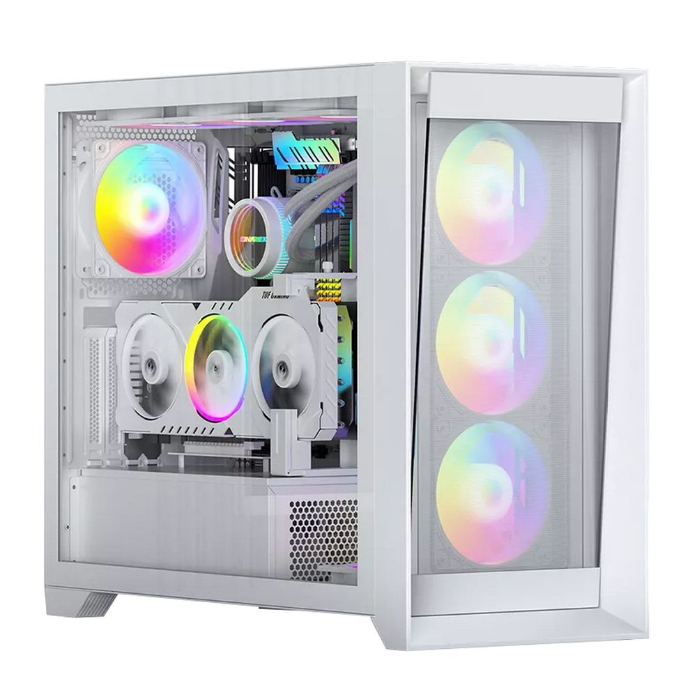 Компьютерный корпус ACD Lagrange; ATX, белый, FANS: 120мм ARGb: 3 Top + 1 Rear + HUB. Drive bay int: 3x3,5"; + 3x2,5";. 2xUSB 3.0+1xUSB-C, Audio I/O, Up to 14x120мм Fans, GPU up to 425мм, PSU max 270мм, CPU cooler up to 190мм, SPCC 1,0мм metal, 4мм TG side panel