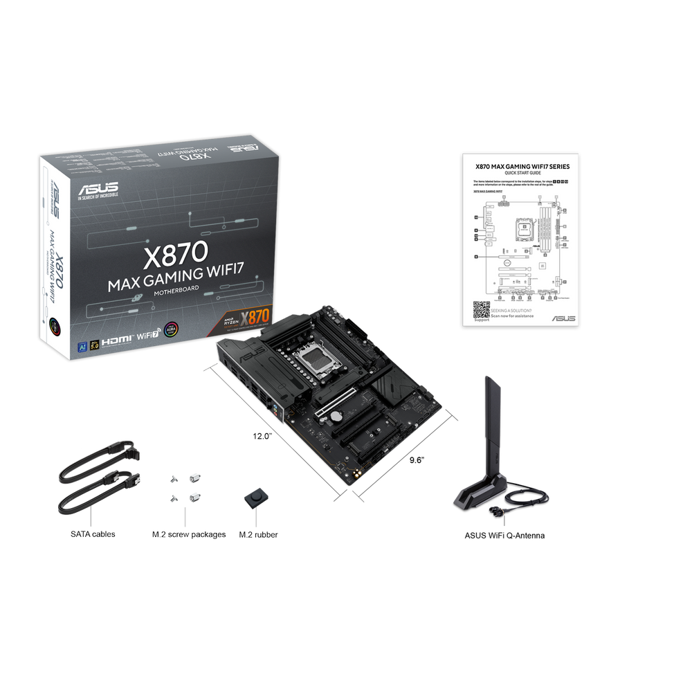 Материнская плата ASUS X870 MAX GAMING WIFI7 AM5 ATX 4xDDR5 4хPCIEx16 PCIEx1 4xM.2 2xUSB-C HDMI 2.5GLAN Wi-Fi 7