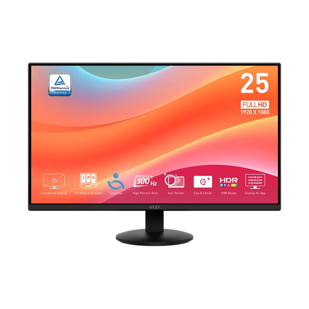Монитор 24.5" MSI PRO MP252L  IPS, 1920x1080, 100Hz, 4ms, 250сd/m, 1300:1, HDR | HDMI(1.4b), DP(1.2a) | ExPSU, Black