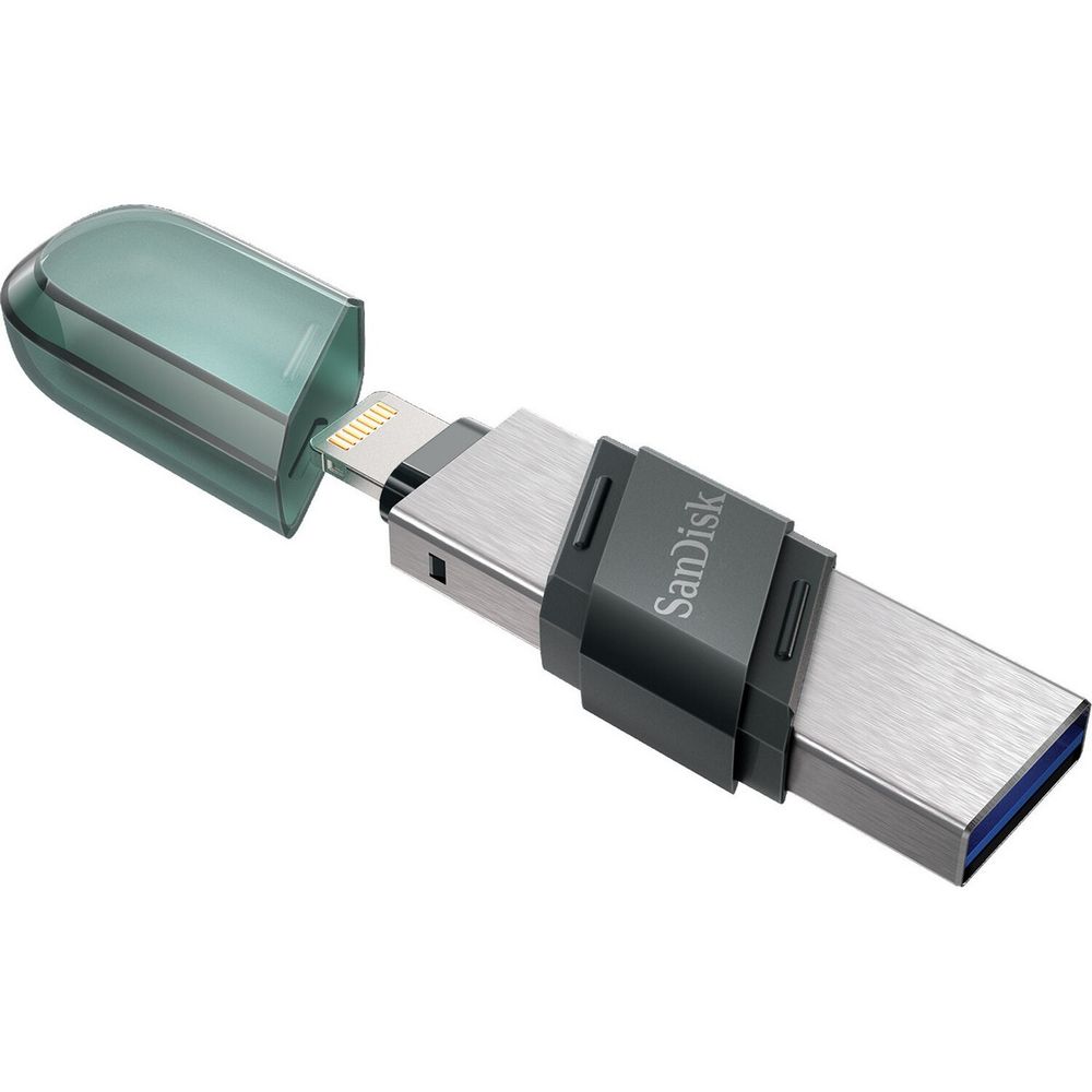 USB накопитель SanDisk - iXpand Flip, USB Type A / Lightning (USB 3.2 Gen 1), 64 ГБ, OTG Lightning, цвет зелёный, SDIX90N-064G-GN6NN