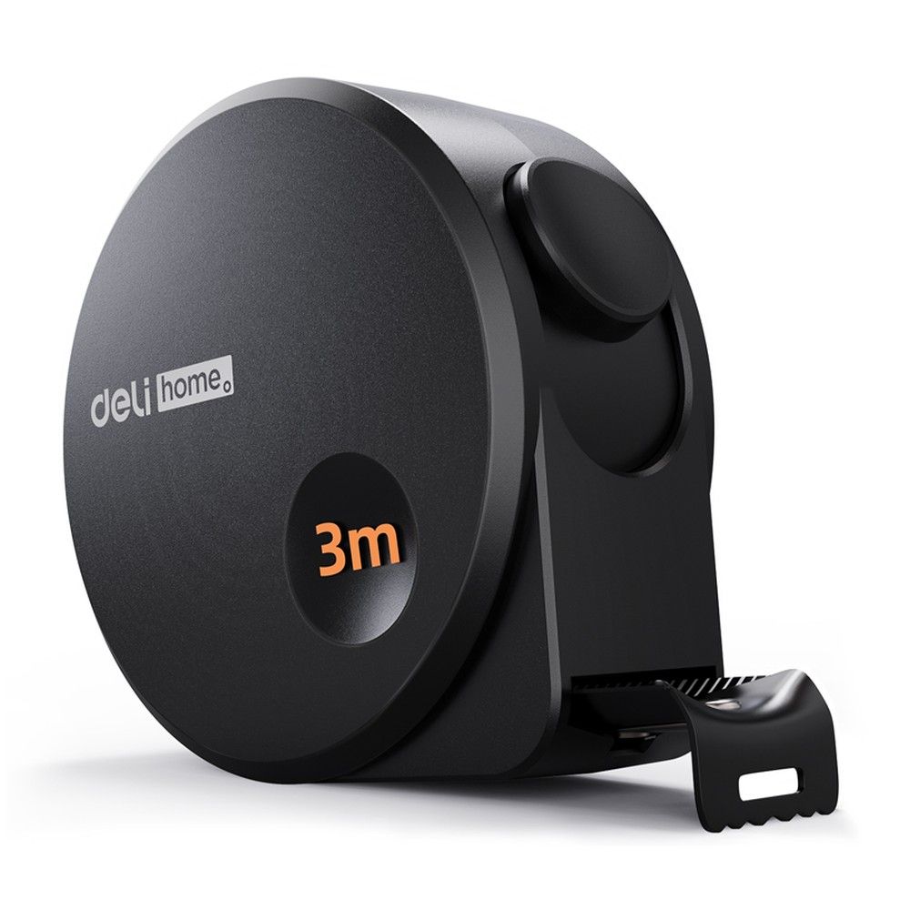 Рулетка "Home Series Black" Deli HT8316  3м х 16мм, эксклюзивный дизайн, корпус - высококачественный софттач пластик Bad Pack 
