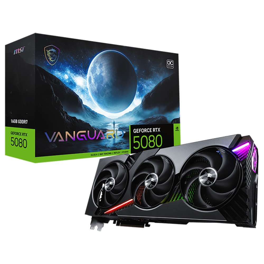 Видеокарта MSI RTX5080 VANGUARD OC 16GB GDDR7 256bit 3xDP HDMI 3FAN RTL