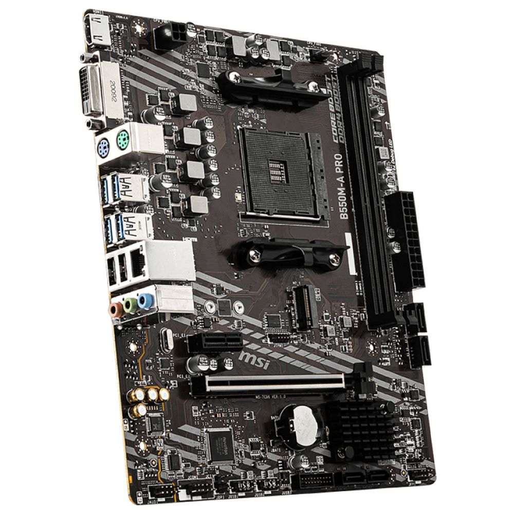 Материнская плата MSI B550M-A PRO B550, AM4, 2*DDR4, 1*PCIEx16, 1*PCIEx1, 1*M.2, 6*USB3.2Gen1, 6*USB2.0, 4*SATA3.0, 1G, DVI, HDMI, M-ATX, RTL