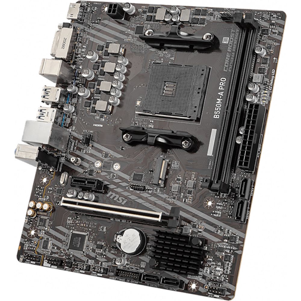 Материнская плата MSI B550M-A PRO B550, AM4, 2*DDR4, 1*PCIEx16, 1*PCIEx1, 1*M.2, 6*USB3.2Gen1, 6*USB2.0, 4*SATA3.0, 1G, DVI, HDMI, M-ATX, RTL