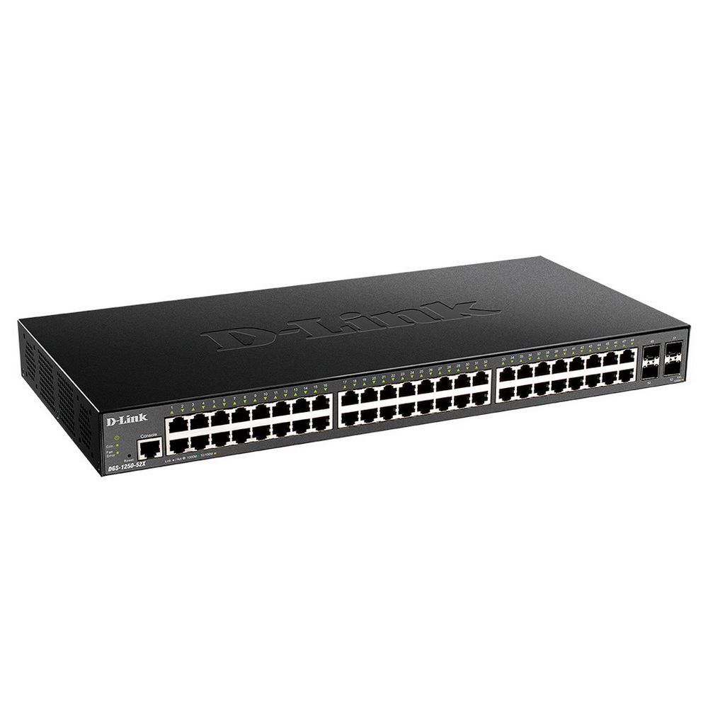 Коммутатор D-Link DGS-1250-52X/A1A, L2, 48×1GbE, 4×10G SFP+, 1U