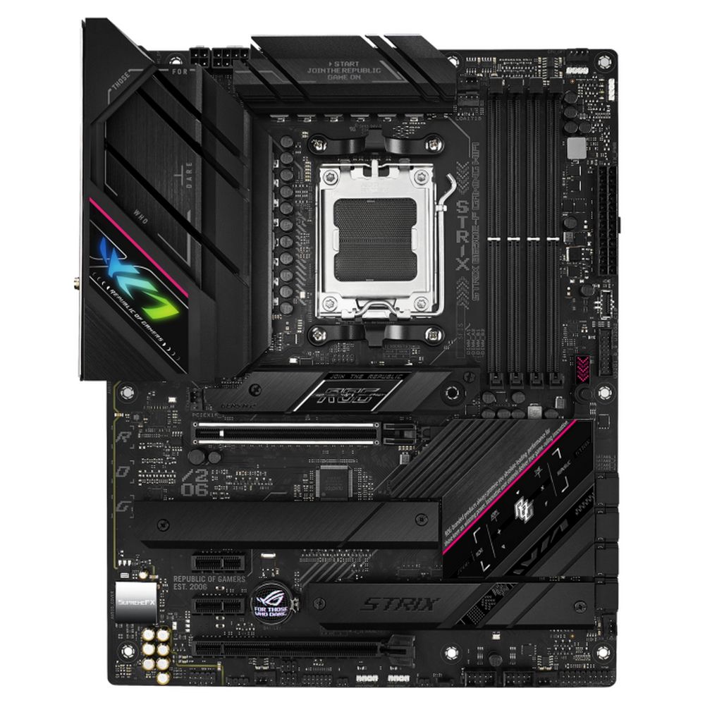Материнская плата ASUS ROG STRIX B650E-F GAMING WIFI, AM5, AMD B650E, 4xDDR5, 4xSATA, 3xM.2, 1xPCIe 5.0 x16, 1xPCIe 4.0 x16, 2xPCIe x1, DisplayPort, HDMI, 1x2.5Gb LAN, USB Type-C, 5x3.5 мм, 7.1, ATX