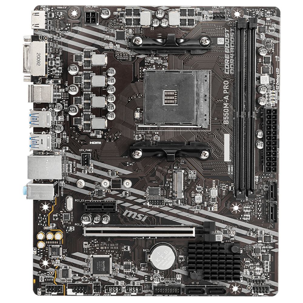 Материнская плата MSI B550M-A PRO B550, AM4, 2*DDR4, 1*PCIEx16, 1*PCIEx1, 1*M.2, 6*USB3.2Gen1, 6*USB2.0, 4*SATA3.0, 1G, DVI, HDMI, M-ATX, RTL