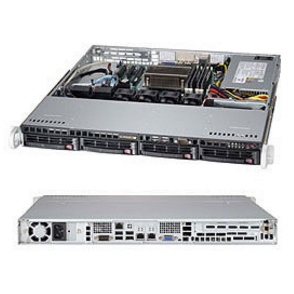 Платформа системного блока SuperMicro SYS-5018D-MTF, X10SLM-F, 813MTQ-350CB 1U Rackmount  SC813MTQ-350CB  ntel® C224 Express PCH  SATA3  SATA2