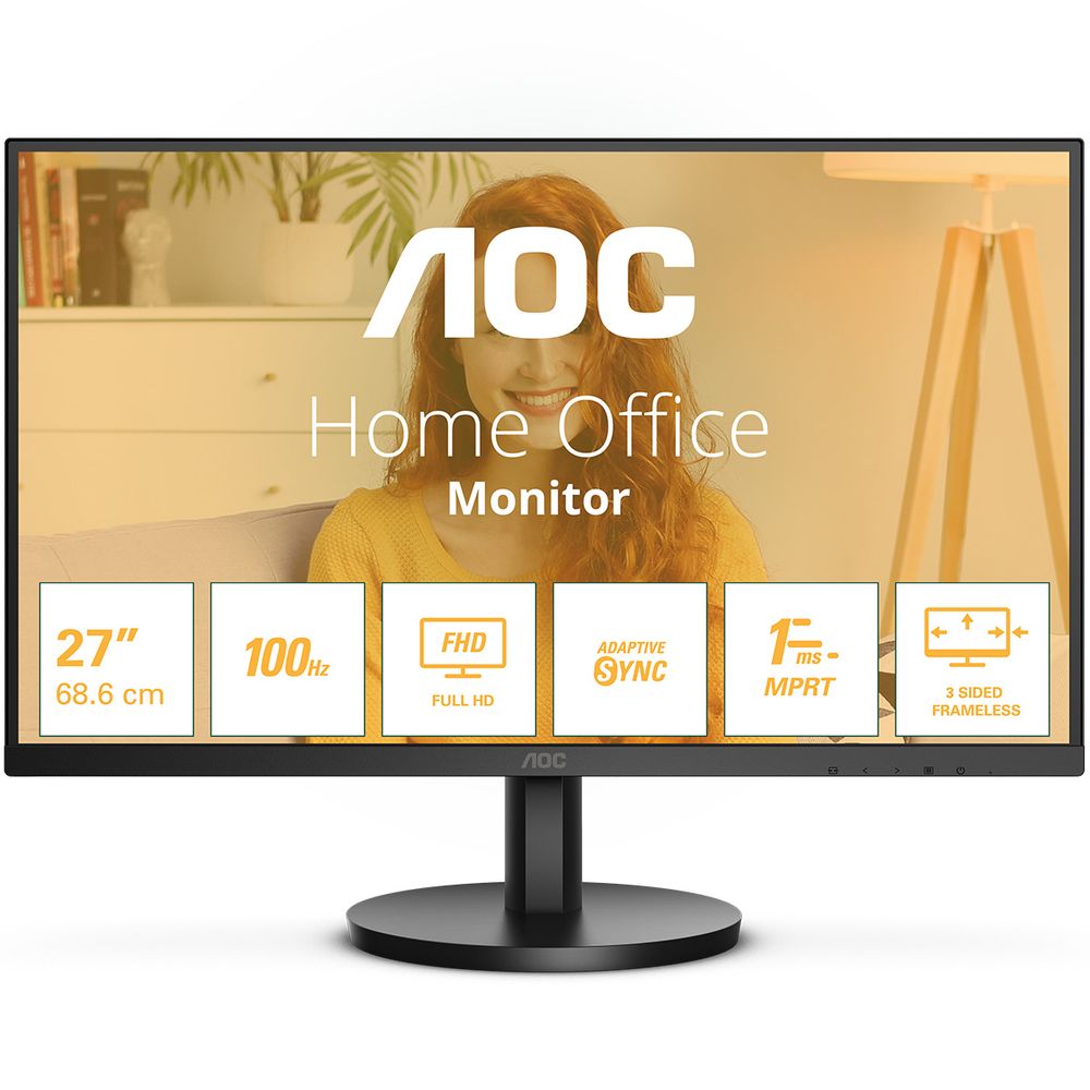 Монитор Bad Pack 27" AOC 27B3HMA2 Black (VA, 1920x1080, D-Sub+HDMI, 4 ms, 178°/178°, 250 cd/m, 3000:1, 100Hz, MM)