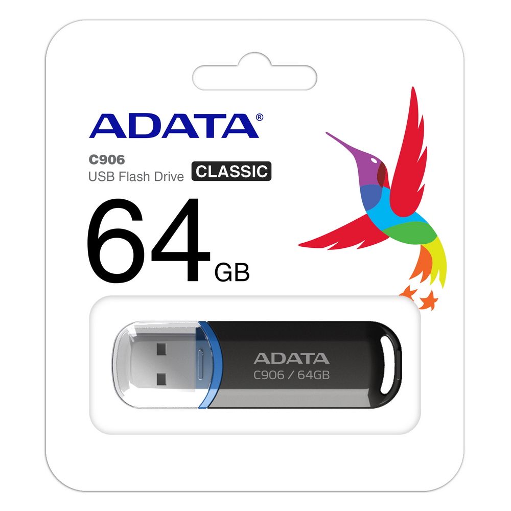 USB накопитель ADATA C906 AC906-64G-RBK USB 2.0, 64GB Black, RTL (773353)