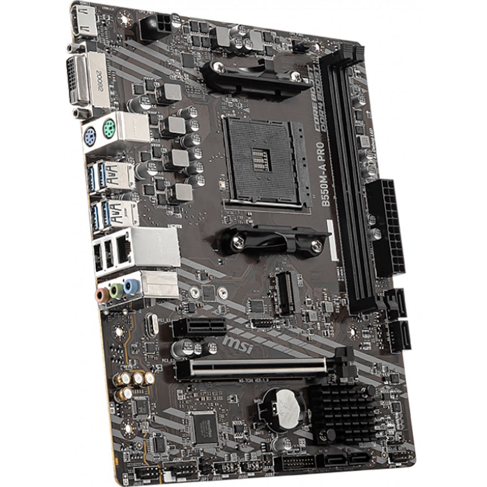 Материнская плата MSI B550M-A PRO B550, AM4, 2*DDR4, 1*PCIEx16, 1*PCIEx1, 1*M.2, 6*USB3.2Gen1, 6*USB2.0, 4*SATA3.0, 1G, DVI, HDMI, M-ATX, RTL