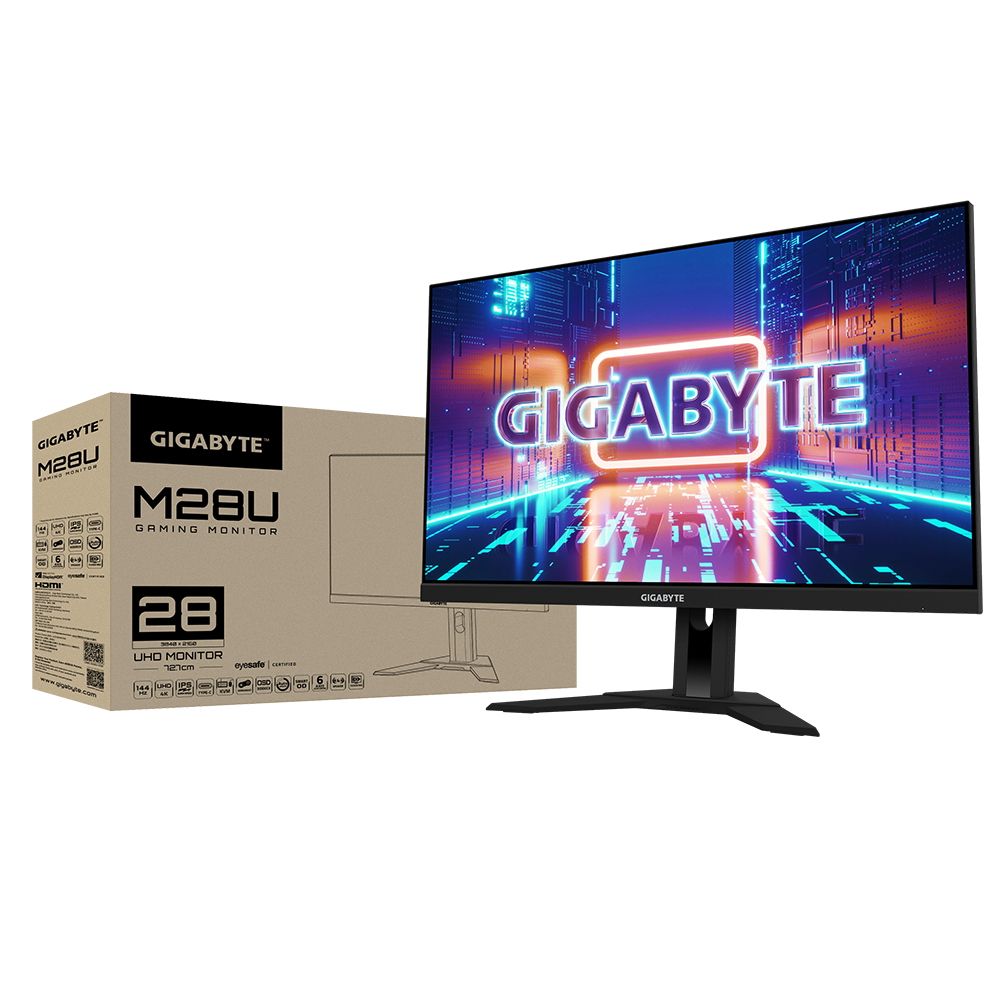 Монитор Gigabyte «Bad Pack 28» Gigabyte M28U-EK Gaming monitor Black (IPS, 3840x2160, HDMI+HDMI+DP, 2,26 ms,» 178°/178°, 300 cd/m, 1000:1, 2xUSB3.0, USB Type-C, 144Hz, MM) (20VM0-M28UBA-1EKR)