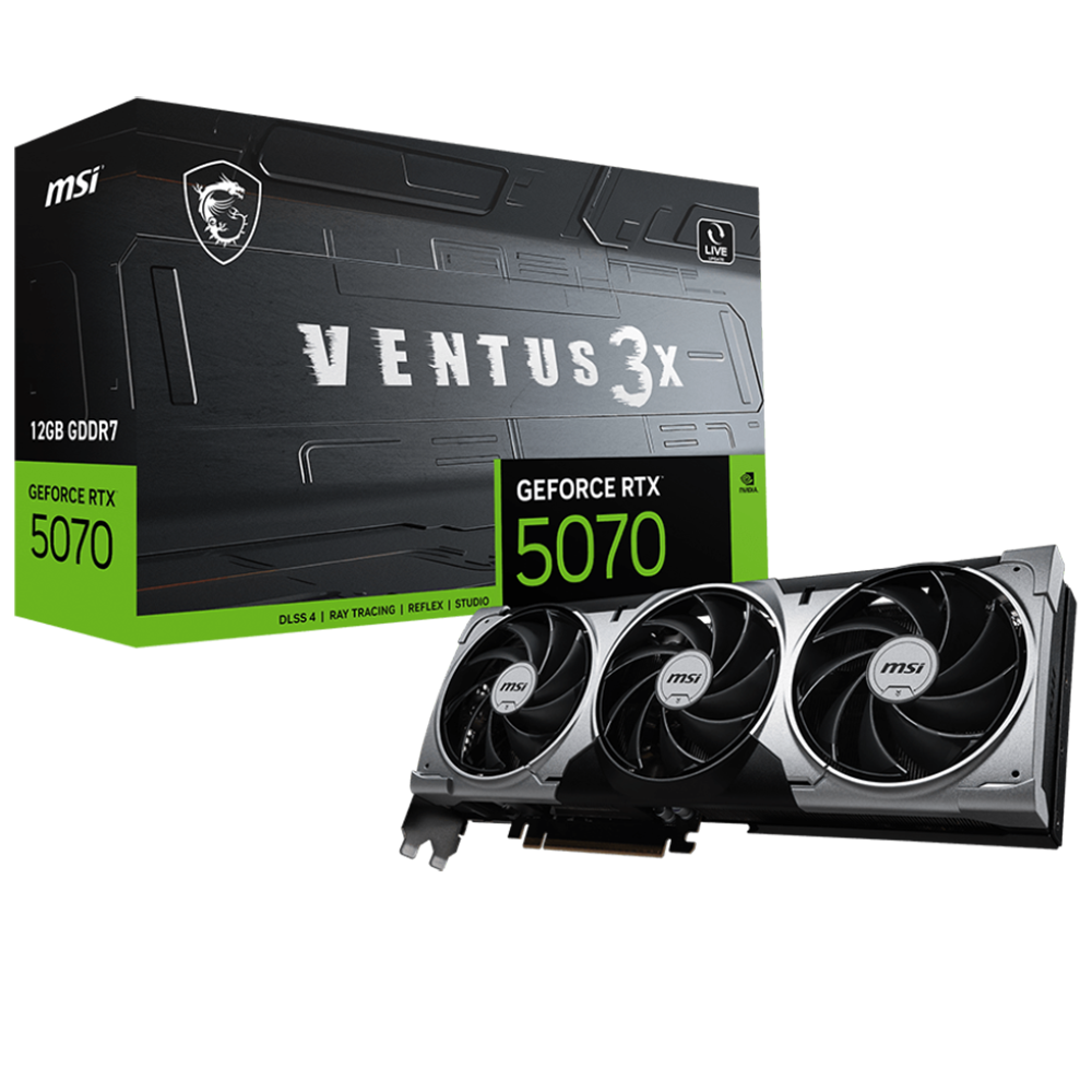 Видеокарта MSI RTX5070 VENTUS 3X 12GB GDDR7 192bit 3xDP HDMI 3FAN RTL