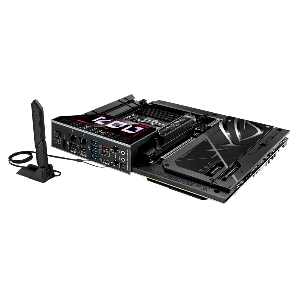 Материнская плата ASUS ROG MAXIMUS Z890 HERO BTF LGA1851 ATX 4хDDR5 PCIEx16 PCIEx4 PCIEx1 6xM.2 2xThunderbolt USB-C HDMI 2.5GLAN 5GLAN Wi-Fi 7
