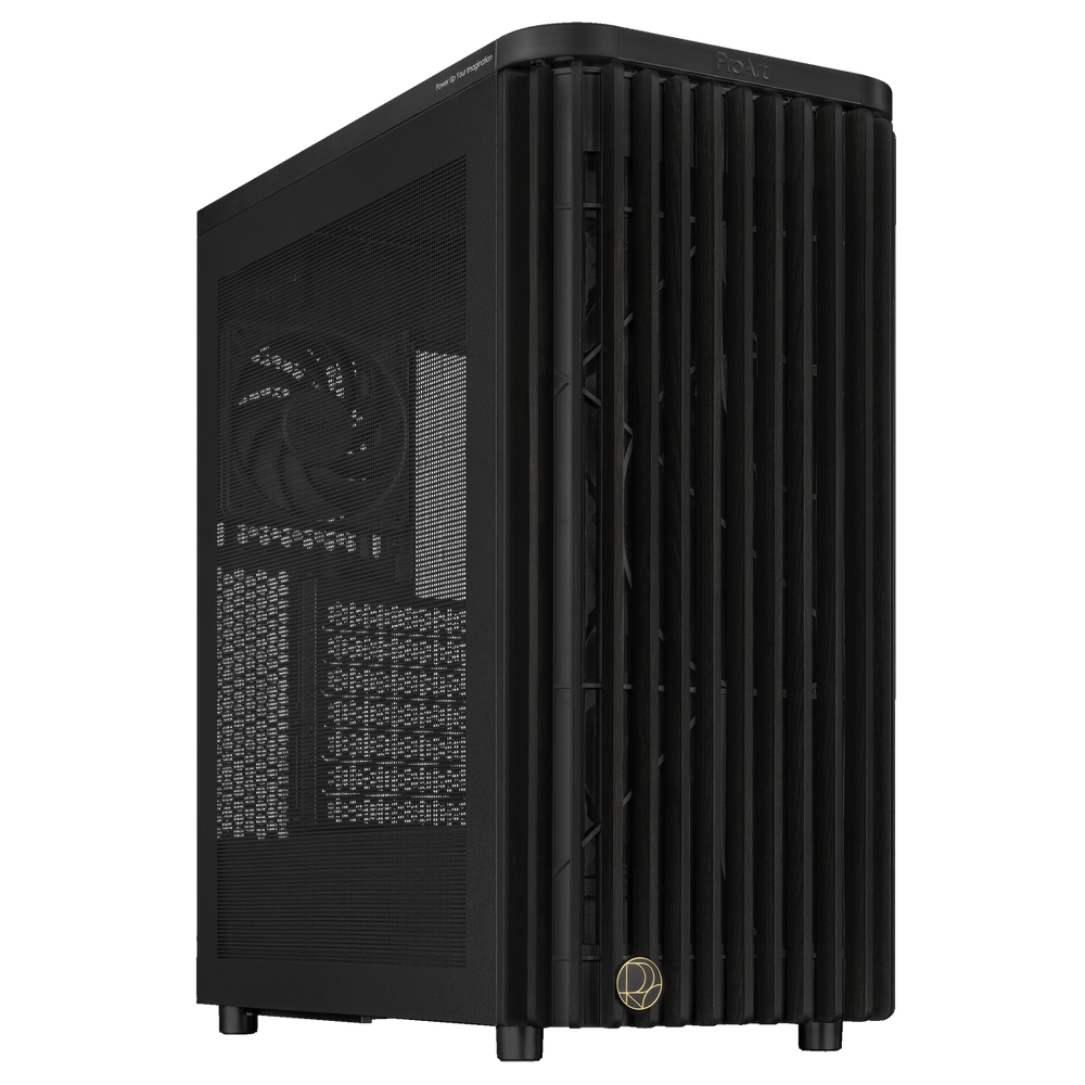 Корпус для ПК Asus - PROART PA401 WOOD MESH PWM BLACK, 2х2.5", 2х3.5/2.5", Midi Tower, без БП, цвет чёрный, 90DC00M0-B39040