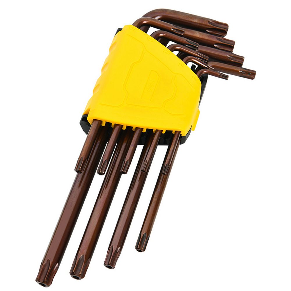 Ключ Deli Набор шестигранных ключей ";TORX"; удлиненных Deli DL230707G 9 шт S2, размеры T10,T15,T20,T25,T27,T30,T40,T45,T50, пластиковый держатель