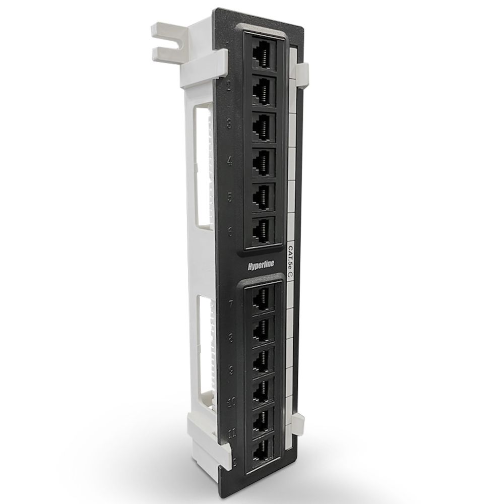 Монтажное оборудование Hyperline PPW-12-8P8C-C5e Патч-панель настенная, 12 портов RJ-45(8P8C), категория 5е, с подставкой
