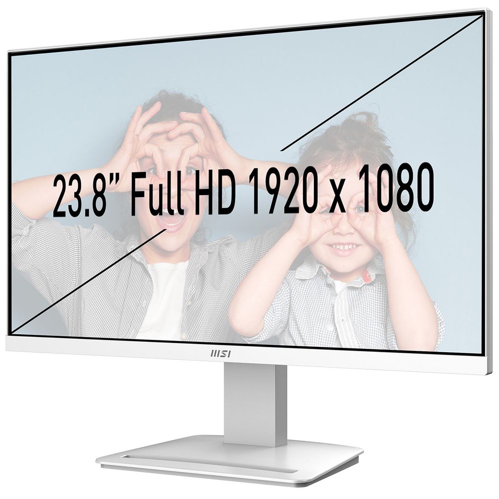 Монитор 23.8" MSI PRO MP2412W  VA, 1920x1080, 100Hz, 4ms, 250сd/m, 3000:1,  | HDMI(1.4b), DP(1.2a) | ExPSU, Vesa 75, White