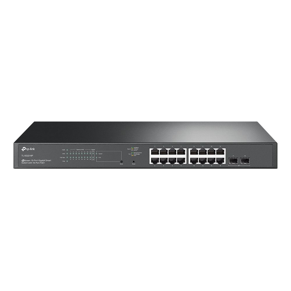 SG2218P - Коммутатор, TP-Link, SG2218P, Управляемый Smart, 16 портов 10/100/1000T, 802.3af/at 150Вт, 2 SFP, 1U