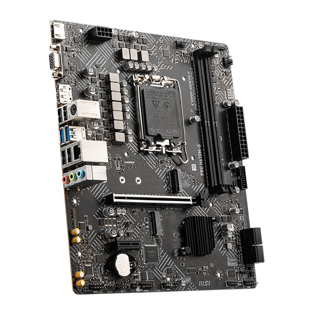 Материнская плата MSI PRO H610M-G H610, LGA1700, 2*DDR5, 1*PCIEx16, 1*PCIEx1, 1*M.2, 4*USB3.2Gen1, 6*USB2.0, 4*SATA3.0, 1G, VGA, DP, HDMI, M-ATX, RTL