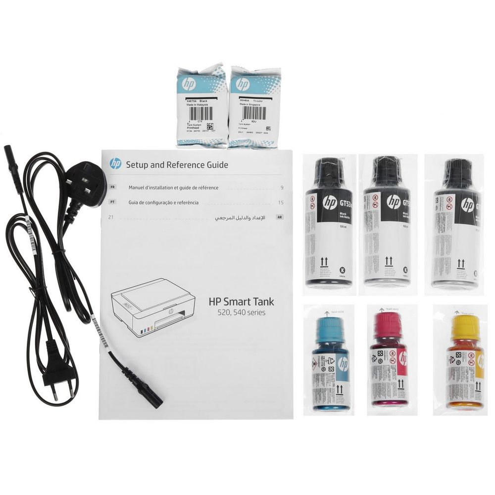 HP Smart Tank 520 А4, МФУ, струйное, цветное, 22стр/мин, 4800x1200dpi, 980МГц, 64Мб,USB (1F3W2A)