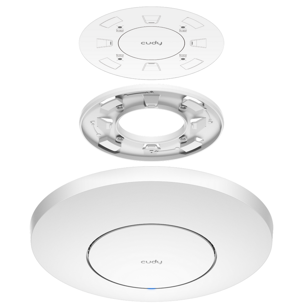 Точка доступа Wi-Fi CUDY AX3000 Wi-Fi 6 2 5G Access Point AX3000 Dual Band Ceiling Mount Wi-Fi 6 Access Point, Chipset MT7981, 802.11ax/ac/a/b/g/n, 2402Mbps at 5GHz + 574Mbps at 2.4GHz, 1 x 2.5G RJ45 Port, MU-MIMO, Support 12V DC or  802.3at PoE or Passive PoE, Internal Antennas, 12V DC adapter included, Cudy Mes