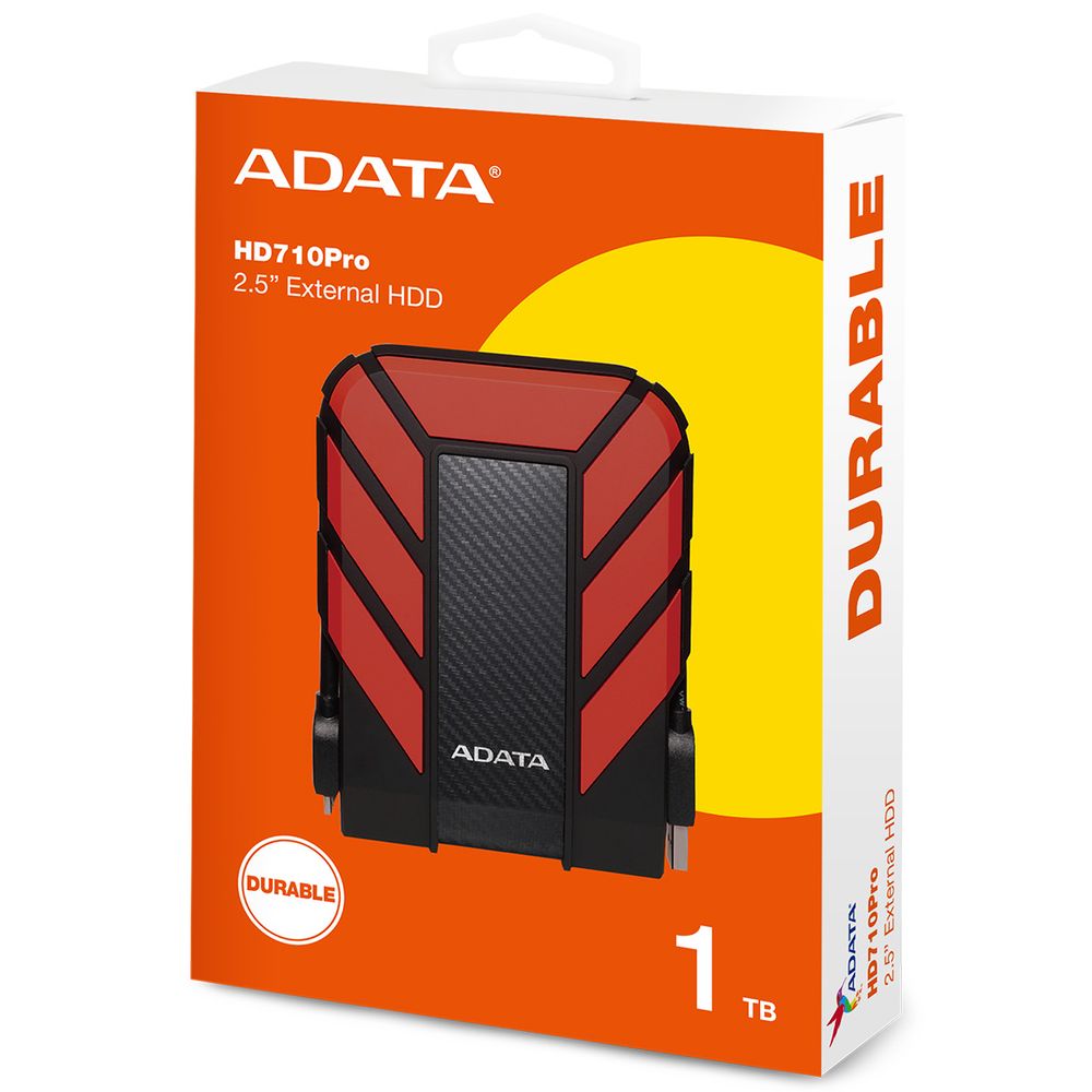 Жесткий диск внешний ADATA HD710 Pro AHD710P-1TU31-CRD 1TB 2.5" USB 3.1, IP68, Shock Sensor, Red, Retail {20}, (460417)