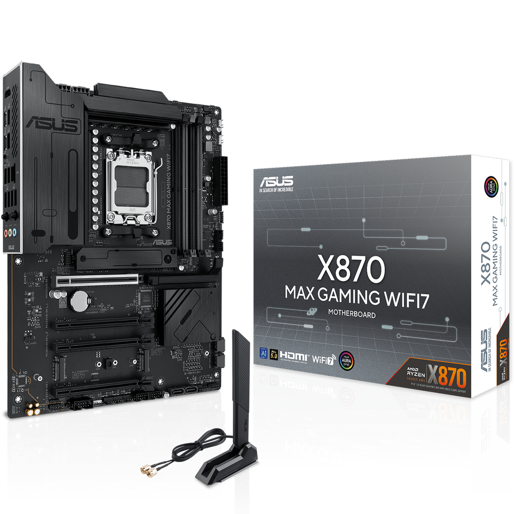 Материнская плата ASUS X870 MAX GAMING WIFI7 AM5 ATX 4xDDR5 4хPCIEx16 PCIEx1 4xM.2 2xUSB-C HDMI 2.5GLAN Wi-Fi 7