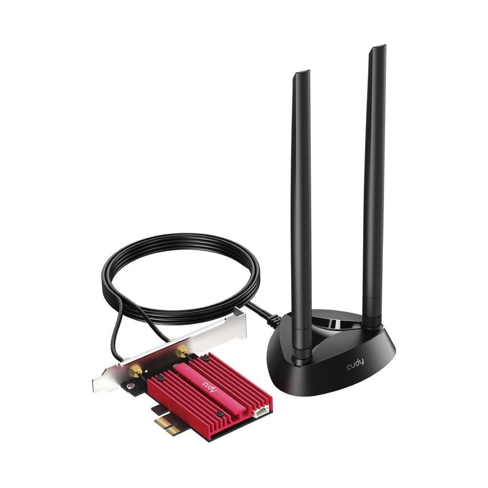 Адаптер беспроводной связи (Wi-Fi) CUDY BE9300  Wi-Fi PCI Express Adapter BE9300 Wi-Fi 7 Bluetooth 5.4 PCI Express Adapter with Heatsink and Magnetized Antenna Base,  Intel BE200 module,Tri-band 2T2R,  802.11be/ax/ac/a/b/g/n, Magnetized antenna base, 2 high gain detachable antennas