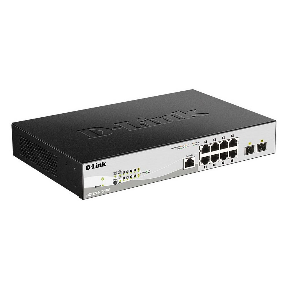 Коммутатор D-Link Bad Pack DGS-1210-10P/ME/B1A Управляемый коммутатор 2 уровня с 8 портами  и 2 портами 1000Base-X SFP, RTL {5} (426629)10/100/1000Base-T с поддержкой PoE bp