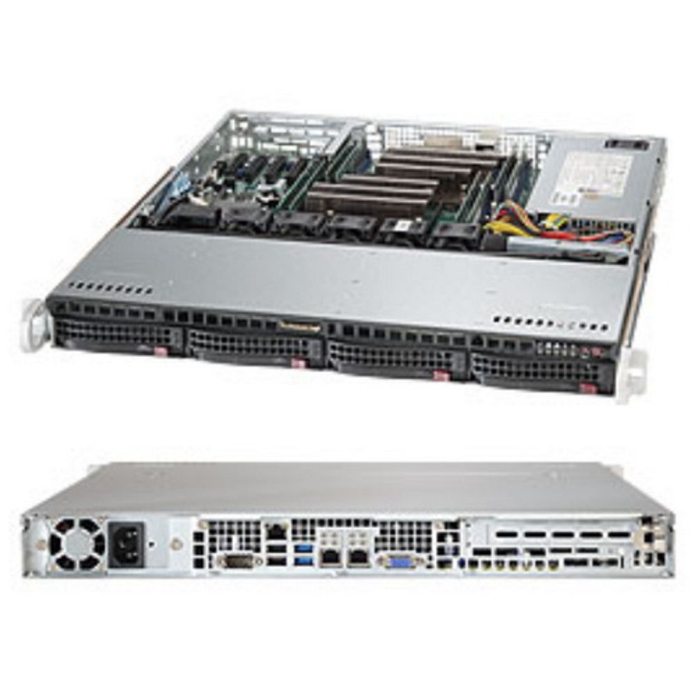 Платформа системного блока SuperMicro SYS-6018R-MT 1U Rackmount LGA 2011 SC813MFTQ-441CB X10DRL-i (8xDDR4 4xSATA3 I-SATA 4 & I-SATA 5 support SATA DOM 4xUSB3.0 5xUSB2.0 VGA PCI-E3.0x8)