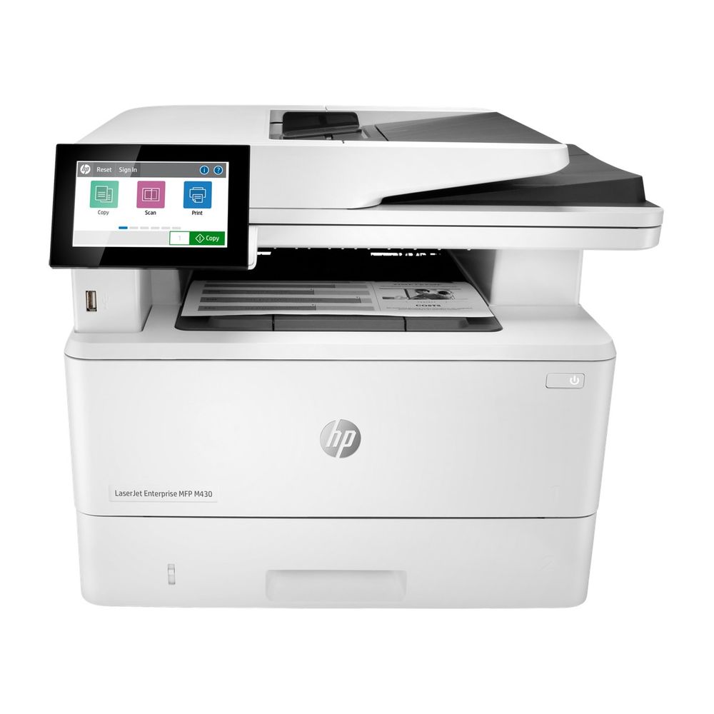 HP LaserJet Ent M430f(Pr/Scan(1200x1200)/Copier/Fax, A4, 1200dpi, 40ppm, 2048Mb, 2лотка(250+100л), ДАПД(29(46)ipm) на 50л, Двухсторонняя печать, Сенсорный дисплей 10.9 см, печать/сканирование с USB носителем, ePrint, USB/GLAN)(Замена A8P79A) ( 3PZ55A )