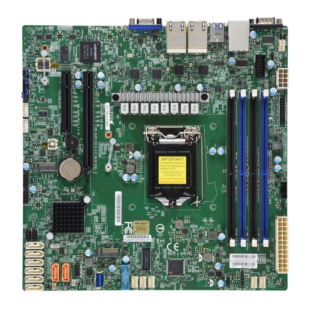 Материнская плата SuperMicro  MBD-X11SCH-LN4F-O MicroATX, LGA1151H4, C246, 4xDIMM (128GB) DDR4 ECC UDIMM, 4xGbe (i210), 8xSATA3, RAID 0,1,5,10, 2xM.2 PCIE, 1xPCIEx8 (in x16), 1x PCIEx8, IPMI
