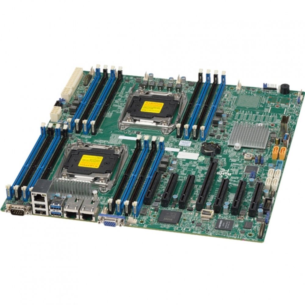 Материнская плата SuperMicro MBD-X10DRH-I-O, RTL E-ATX 16x 288-pin DDR4 DIMM slots 10x SATA3 ports 5x USB 3.0 ports 4x USB 2.0 ports 1x VGA Connector