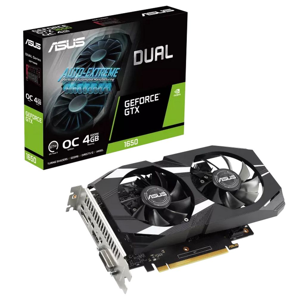 Видеокарта Asus DUAL-GTX1650-O4GD6-P-V2 PCI-E  NVIDIA GeForce GTX 1650 4096Mb 128 GDDR6 1620/12000 DVIx1 HDMIx1 DPx1 HDCP Ret
