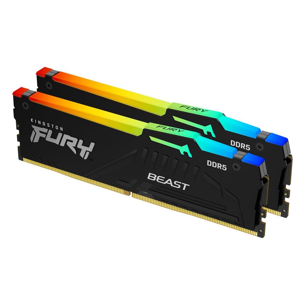 Модуль памяти Kingston 16GB DDR5 5200 DIMM FURY Beast Black RGB EXPO kit 2*8gb, Non-ECC, 1RX16 36-40-40 1.25V 288-pin 16Gbit