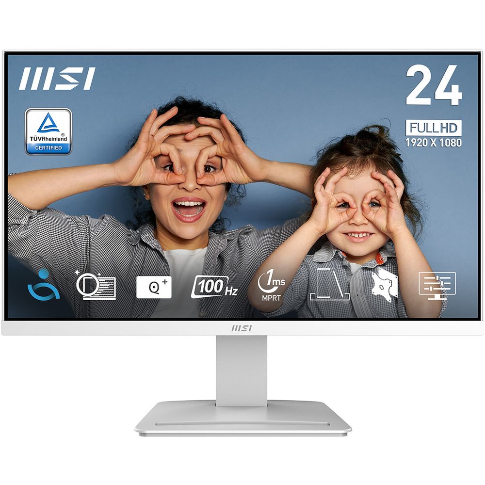Монитор 23.8" MSI PRO MP2412W  VA, 1920x1080, 100Hz, 4ms, 250сd/m, 3000:1,  | HDMI(1.4b), DP(1.2a) | ExPSU, Vesa 75, White