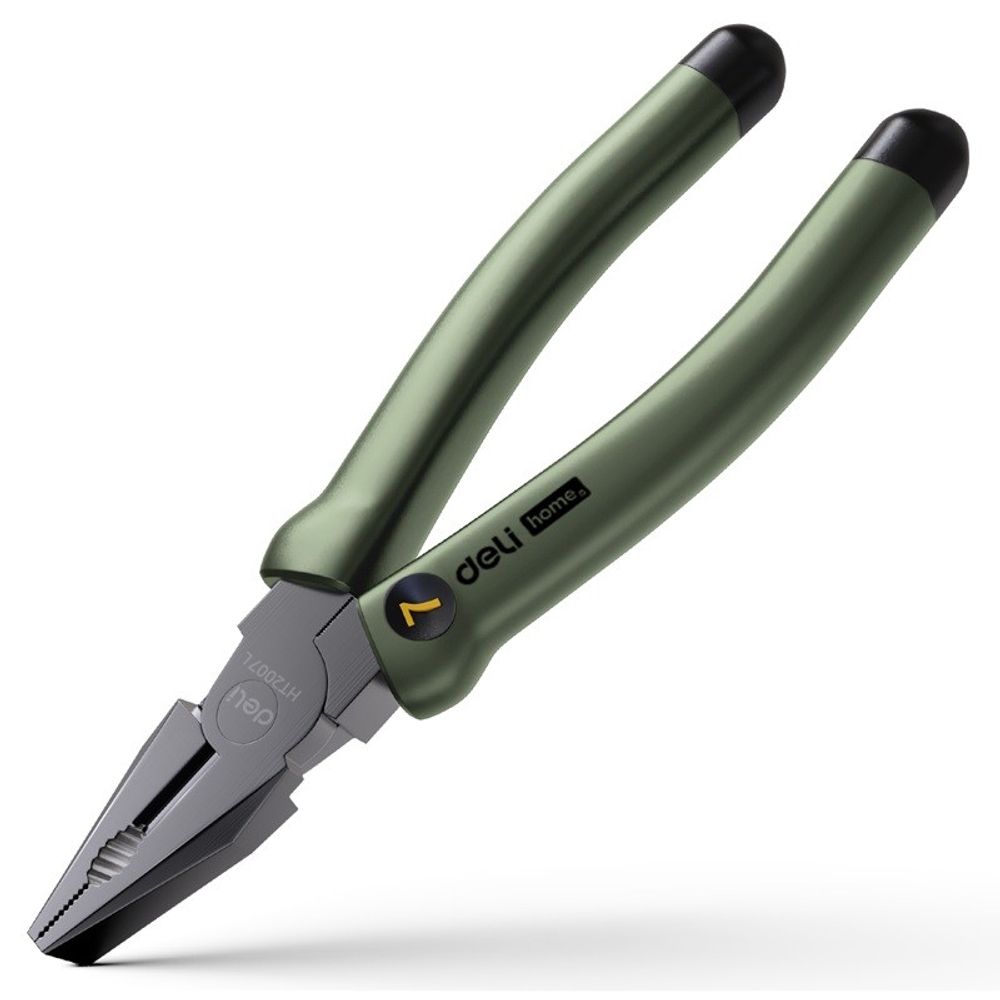Комбинированные плоскогубцы "Home Series Green" Deli HT2007L  180мм, эксклюзивный дизайн, рукоятка из высококачественного софттач пластика Bad Pack