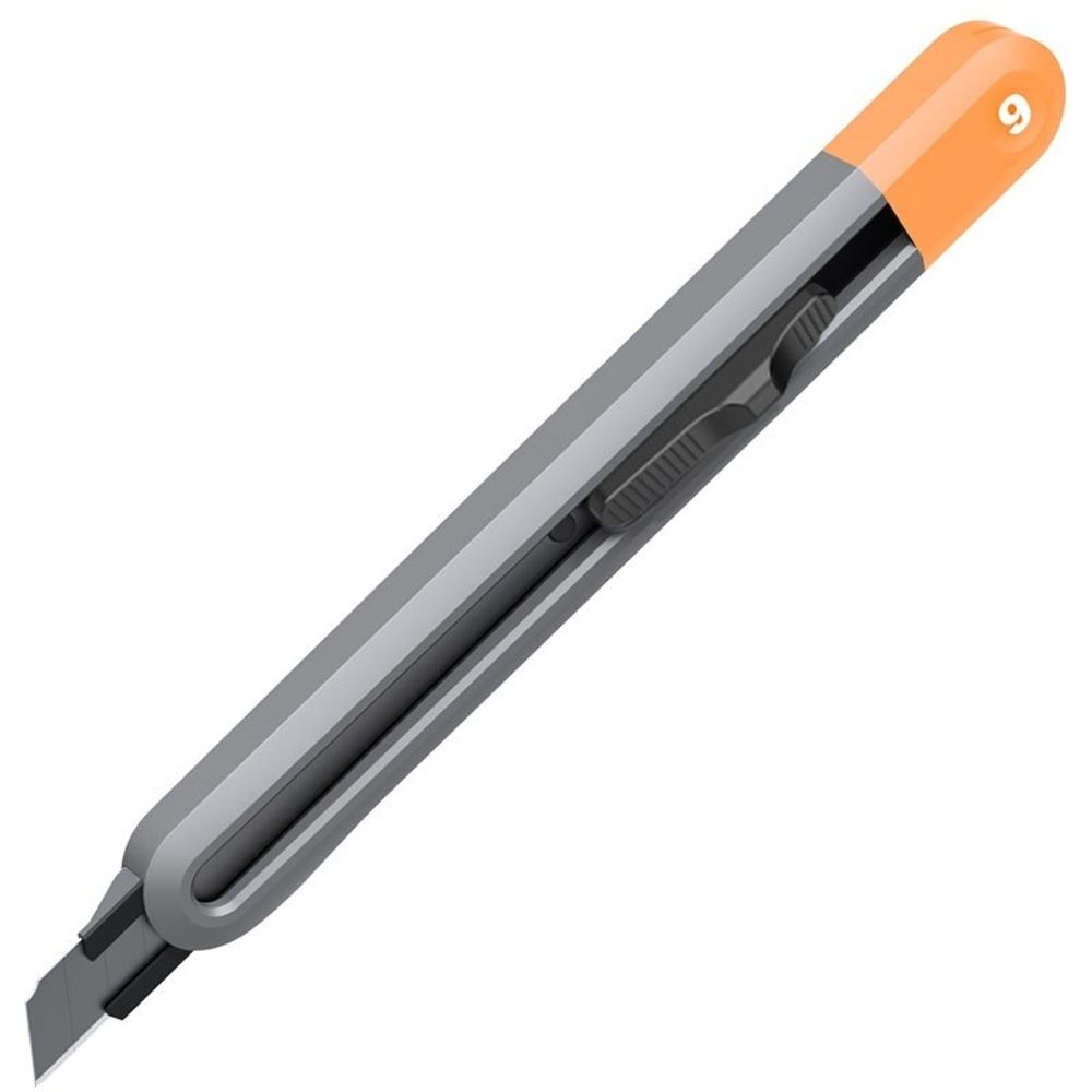 Технический нож "Home Series Gray" Deli HT4009C  ширина лезвия 9мм, эксклюзивный дизайн, корпус из высококачественного софттач пластика