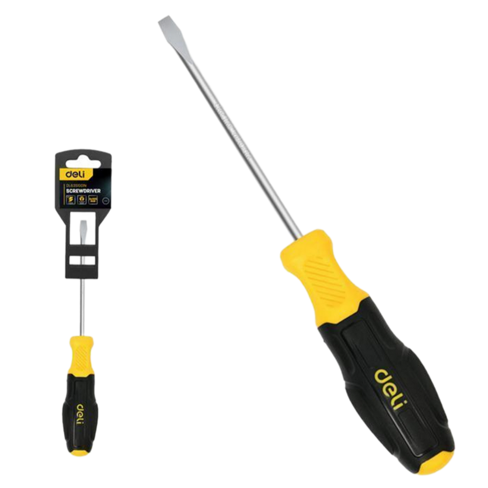 DL6331001N Deli Шлицевая отвертка Deli DL6331001N 3х100мм сталь Cr-V,  двухкомпонентная прорезиненная рукоять