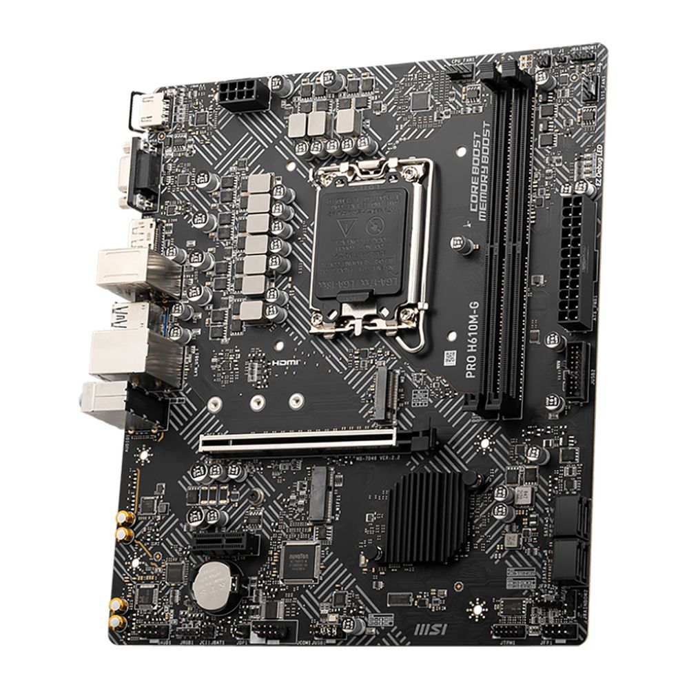 Материнская плата MSI PRO H610M-G H610, LGA1700, 2*DDR5, 1*PCIEx16, 1*PCIEx1, 1*M.2, 4*USB3.2Gen1, 6*USB2.0, 4*SATA3.0, 1G, VGA, DP, HDMI, M-ATX, RTL