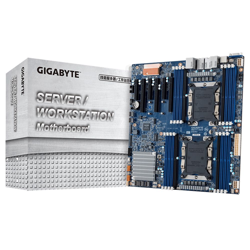 Серверная материнская плата MD71-HB0 1.1B (GAD71HB0MR-00-G11B) Intel Xeon Scalable Family,6-Channel RDIMM/LRDIMM DDR4,16xDIMMs,2x10Gb/s BASE-T and 2x1Gb/s LAN ports , 3 x SlimSAS (for 12 x SATA 6Gb/s),2xSATA DOM supported,Ultra-Fast M.2 and U.2 with PCIe Gen3x4 , RTL {10}