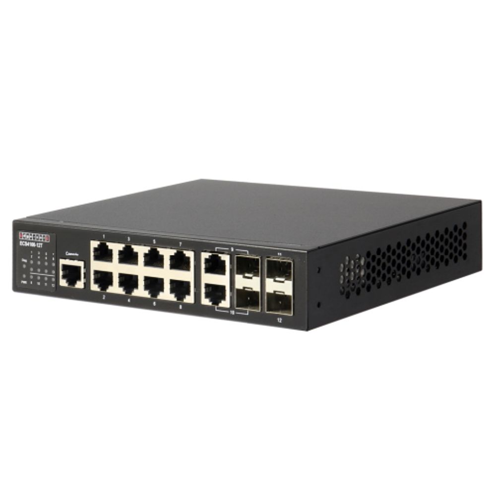 Коммутатор  ECS4100-12T Edge-corE 8 x GE + 2CG + 2 100/1000 SFP L2+ Switch, fan-less design {5}