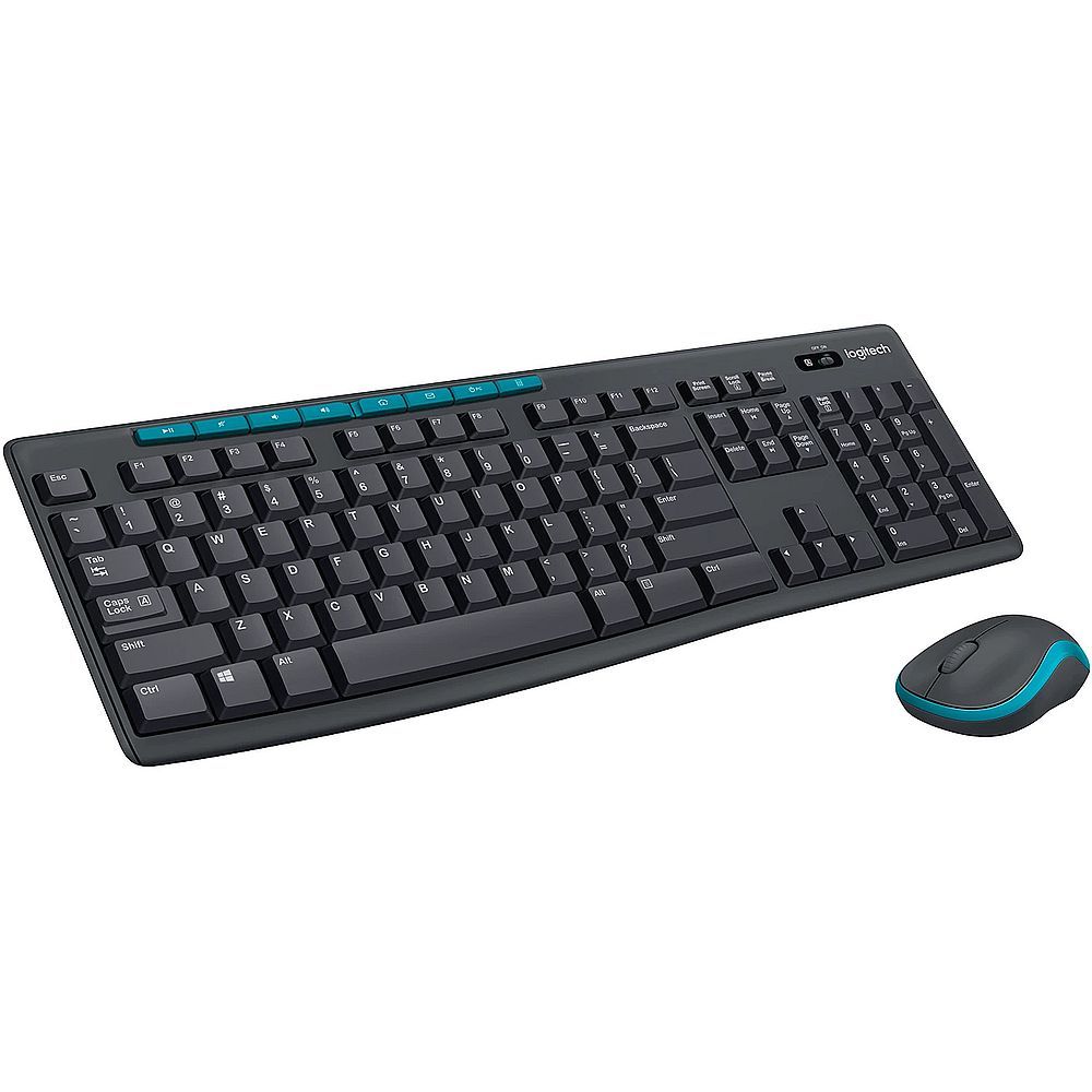 Комплект клавиатура и мышь Logitech  MK275 |920-008535| клавиатура черная, 112 клавиш с защитой от воды, мышь черная, оптическая, 1000dpi, 3 кнопки, 2.4GHz, USB-ресивер