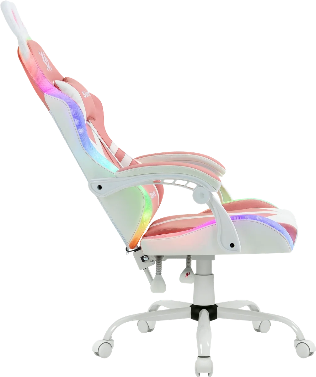 Кресло игровое Ideal класс-4 до 110кг наклон спинки 135° экокожа RGB розовый/белый 64041 DEFENDER