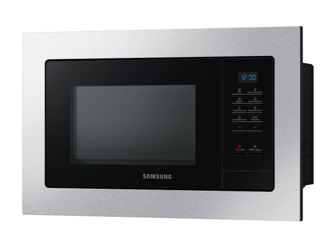 Микроволновая печь встраиваемая Samsung MS20A7013AT/BW нержавеющая сталь/черный, 20 л, 850 Вт, переключатели - кнопки